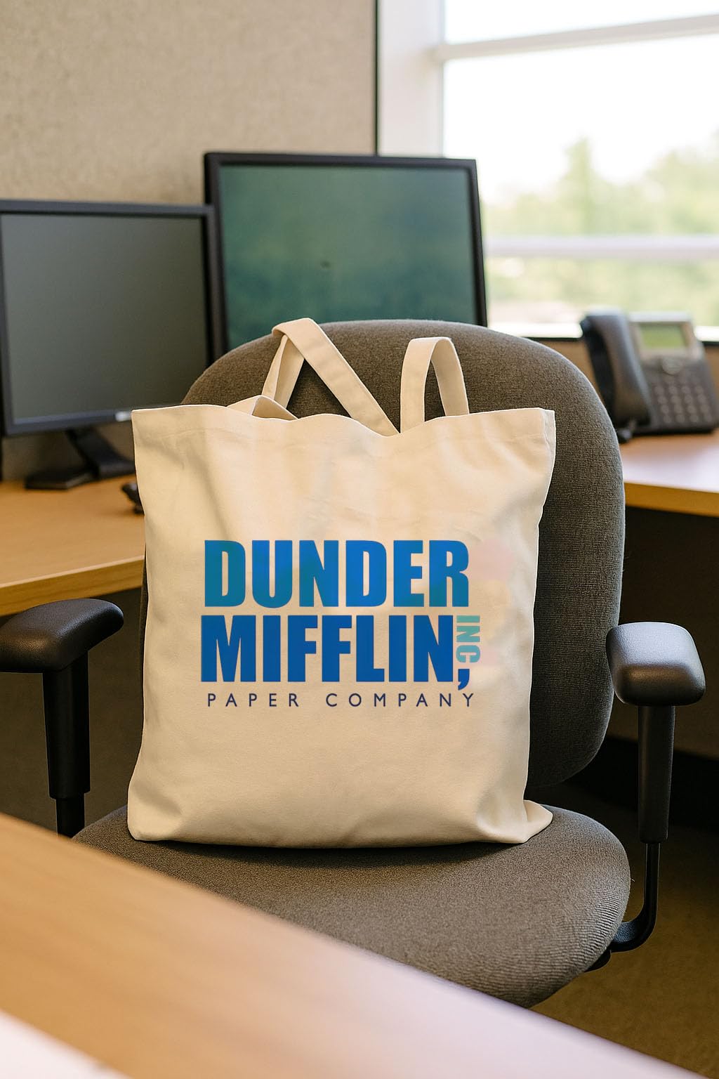 THE UMBRELLA STORE Dunder Mifflin Cotton Canvas Tote Bag | The Office-Inspired Reusable Shopping & Daily Carry Bag | Eco-Friendly & Durable