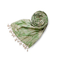 STOLE STUDIO Embellished Leaf Luxurious Viscose Stole Scarf (Beige/Mehndi)