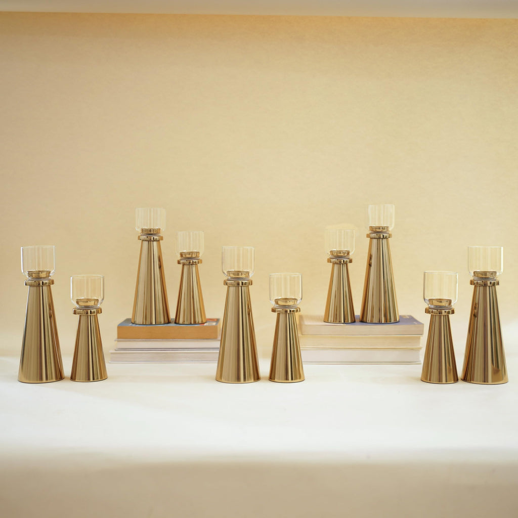 Behoma Handcrafted Gold Tea Light Candle Holders Pack of 5 Sets