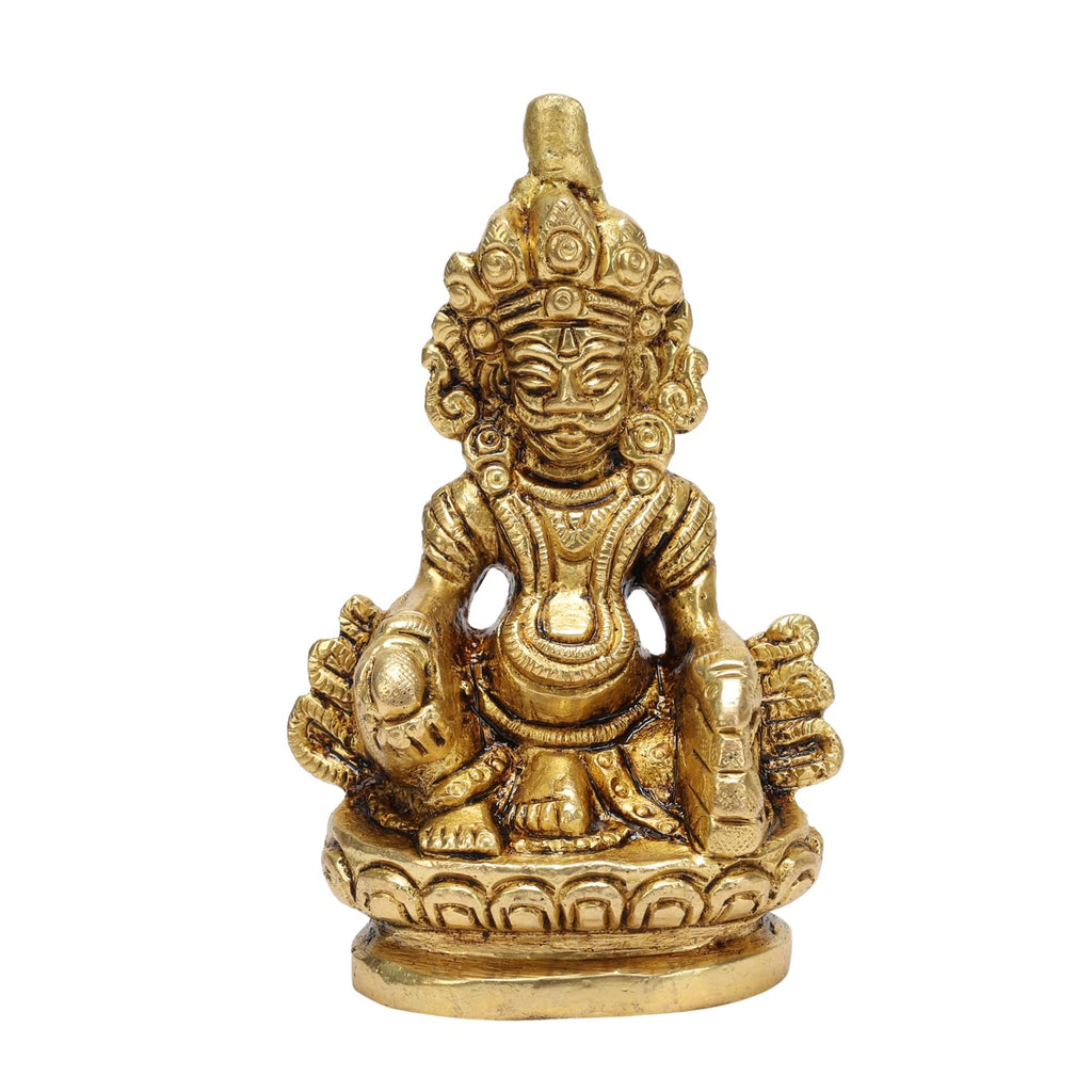 ARTVARKO Brass Kuber Murti Lord of Treasure Wealth Maharaj Kuber Statue for Tijori Locker Money Safe Kubera Idol 3 Inch Gold
