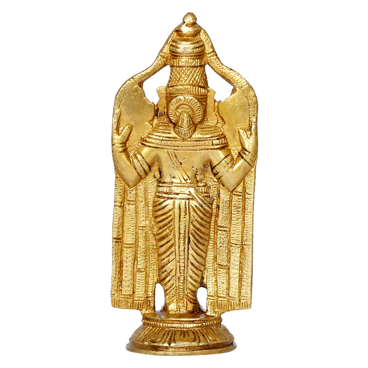 ARTVARKO Brass Venkateshwara Bala Ji Idol South Indian God Tirupati Balaji Statue Vastu Home Office Temple Gold Color 8 Inch.