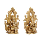 ARTVARKO Brass Radha Krishna Playing Flute Sitting on Peacock Singhasana Statue for Home Mandir Pooja Radha Krishan Ji Murti Temple Puja Office Home Décor Showpiece Gift 6 Inch.