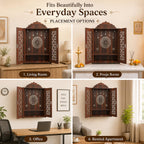 The Castle Decor Wooden Mandir for Home, Premium MDF Home Temple with Double Doors for Pooja Room, Wall Hanging & Tabletop Temple, Matte Finish, 16.5 x 24.5 x 10.5 Inch (Design 6)