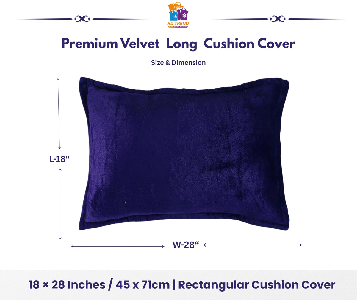 RD TREND® Velvet 250 GSM Rectangular 18x 28 Inches Cushion Covers Set of 2 | Throw Pillow Covers for Sofa, Bed & Living Room | Perfect for Home Décor Solid Purple