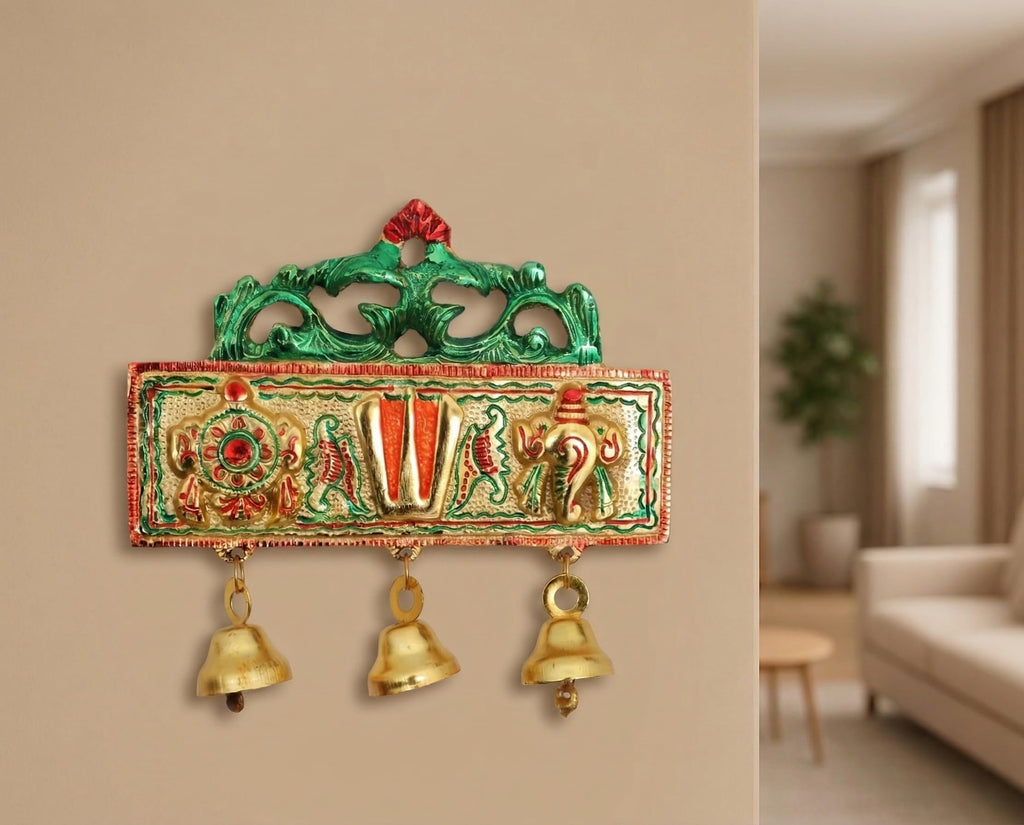 KridayKraft Tirupati Door Hanging Shankh Chakra Namah Latkan Meenkari Decorative for Home,Office & Room,Also Gift for House Warming