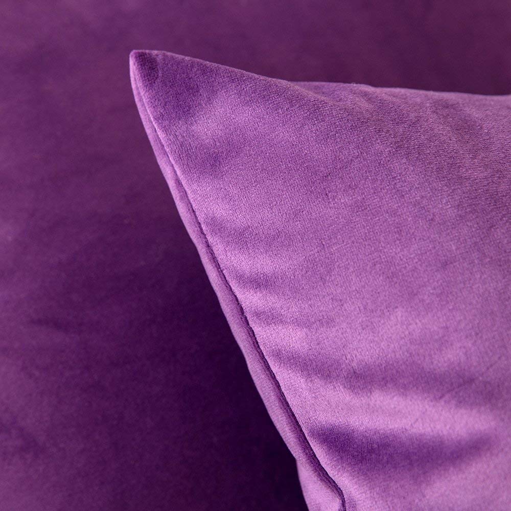 Khooti Velvet Cushion Cover, 18x18 | Purple | Pack of 3 | Solid Plain Soft & Smooth, Decorative Cushion Covers for Living Room, Bedroom, Couches, Chairs, Sofas, Beds & Home Decor