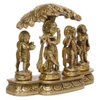 ARTVARKO Brass Krishna Playing Flute Radha and Gopi's Dancing Under Tree Brass Idol for Home Décor Living Room Pooja Mandir Gift Item (15x5x13 CM)