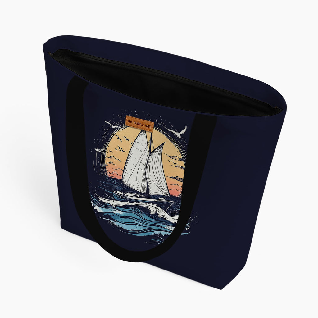 The Purple Tree Eco-Friendly Canvas Tote Bag, Sustainable, Reusable Shopping, Beach, Travel or Everyday Tote, Wide Tote Bag, Ocean Wanderer