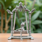 KridayKraft Laddu Gopal on Jhulla Palana Metal Statue Gold Plated Metal Krishna Murti Showpiece Religious Figurines Gift Article for Home and Office Table and Car Dashboard Decor