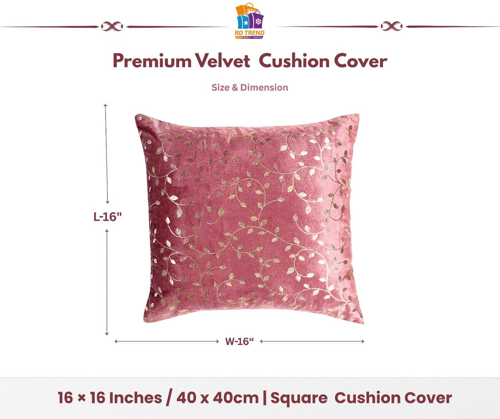 RD TREND® Premium Velvet Cushion Covers Set of 2 | Soft Decorative Throw Pillowcases for Sofa, Bed & Living Room | Cushion Cover 16 inch x 16 inch (40x40 cm) Dusty Rose