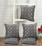DECOMIZER Jacquard Geomteric Cushion Covers 24 Inch X 24 Inch Set Of 5 Ethnic Motifs Cushion Covers,Design- Ambi,Color- Grey, 240 TC