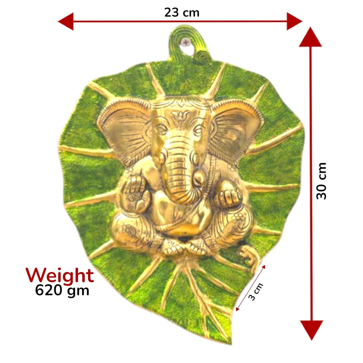 KridayKraft Wall Hanging Ganesh on Leaf with Meenakari Work Decorative Showpiece