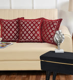 DECOMIZER Jacquard Geomteric Cushion Covers 16 Inch X 16 Inch Set Of 3 Ethnic Motifs 240 TC Cushion Covers,Design- Diamond,Color- Maroon