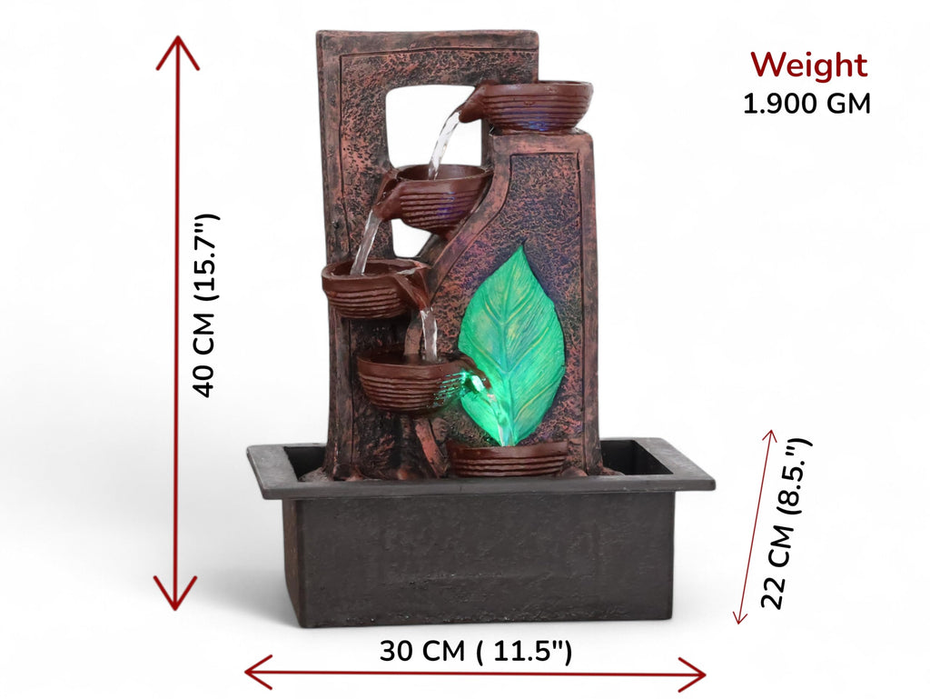 KridayKraft Decorative Waterfall Design Table top Colour Changing Lights Fountain Polyresin Showpiece for Home Garden Living Room Decor Decoration Gift Items, 40 CM 1.9 kg