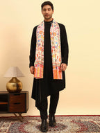 Pashmoda Men Royal Embers Fine Soft Bamboo Fibre Stole, Multicoloured Design, Evening Wrap, Luxury Pashmina Style Scarf, Wrap, Sustainable and Natural Fabric (Size 28x80, Cream colour) MISST33