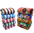 MAMRAJ Stylish Polar Fleece Single Bed Super Soft Micro Fleece Blanket - 58x88 Inch || Skin Friendly || Multicolour || Set of 10 || (5 Print + 5 Stripes) Kafalo
