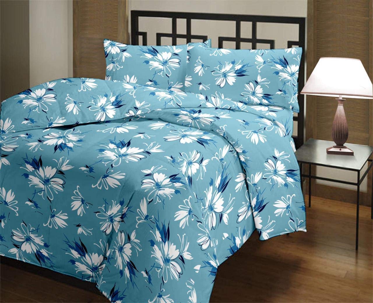 WONDERLOOK 100% Super Soft Reversible Design Dohar I AC Blanket I Blanket for All Season I Gifting (Single, Sky Blue Flower) Kafalo