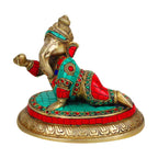 ARTVARKO Baby Ganesha Crawling with laddu Brass with Inlay Handwork.