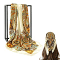 AstonAndia Silk-Like Square Scarf for Women, 90 x 90 cm Printed Head Scarf