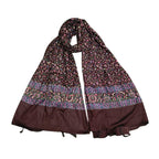 JAHAN TEXTILE Floral Printed Scarf for Women | Soft Lightweight Dupatta/Stole with Tassels | Elegant Ethnic & Casual Wear Wrap | Stylish Designer Shawl for All Seasons (Brown)