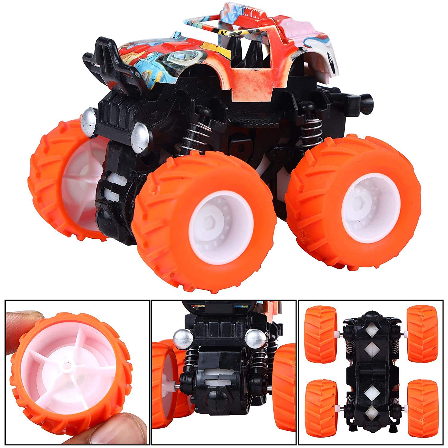 Velour Shoppe LED Light Spider Rakhi for Kids Brother, Toy Car Gift & Roli Chandan Chawal Mishri Pack for Little Small Baby Bhai Bhaiya