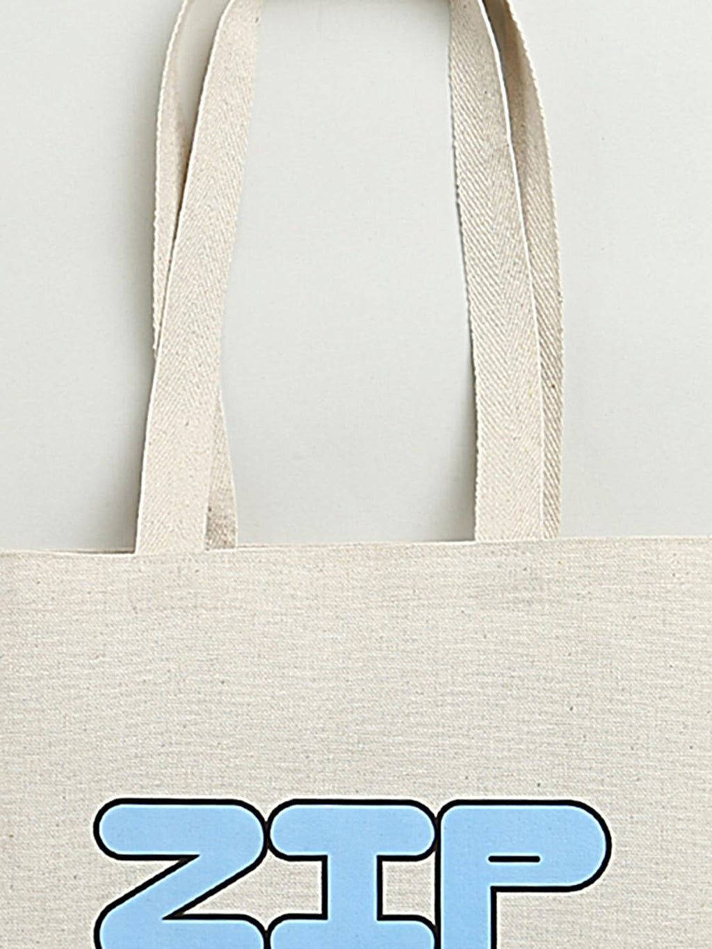 ZIP ZAP ZOOP Beige Brand Logo Print Canvas Cotton Shopping Bag With handle