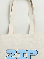 ZIP ZAP ZOOP Beige Brand Logo Print Canvas Cotton Shopping Bag With handle