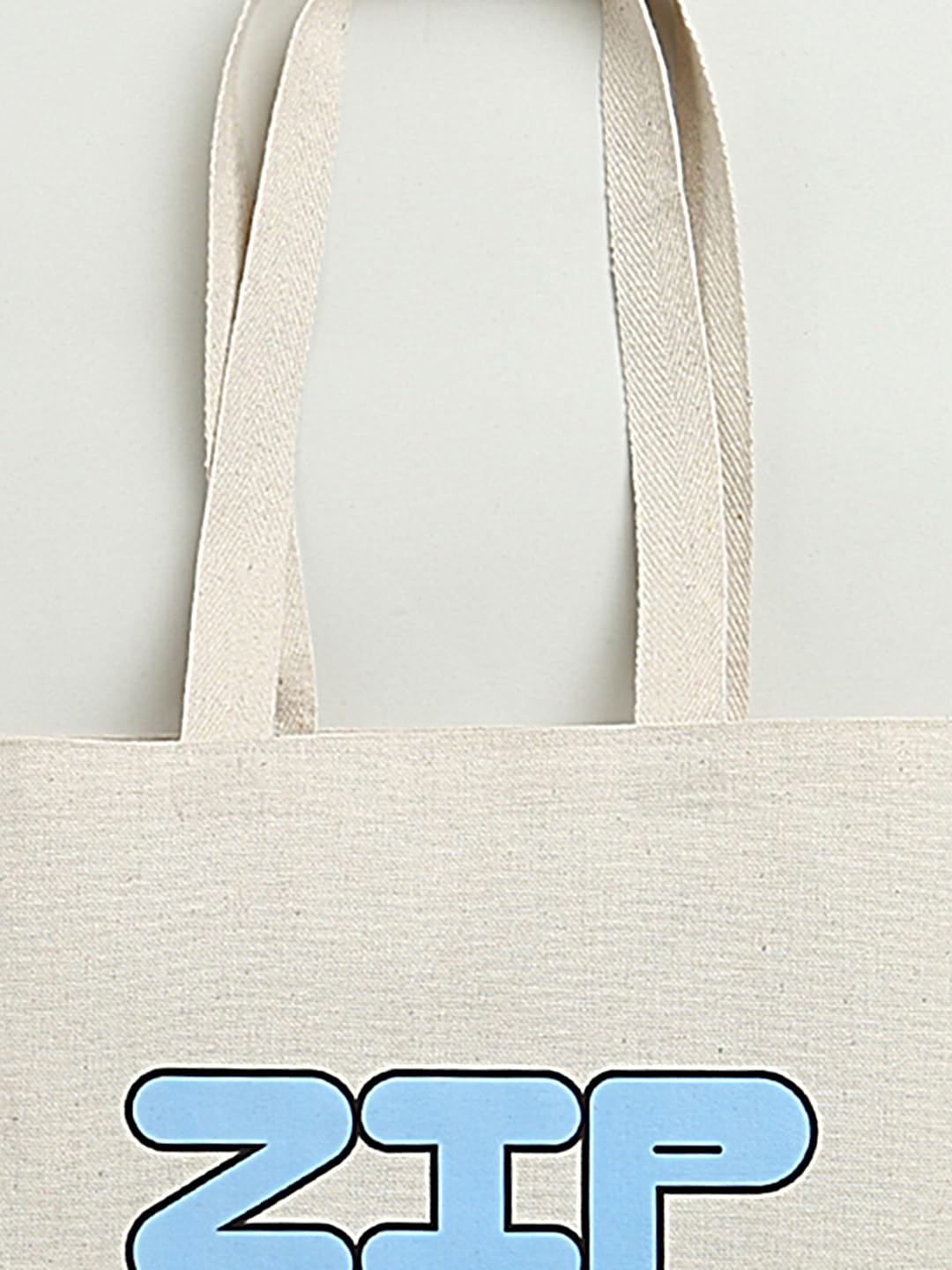 ZIP ZAP ZOOP Beige Brand Logo Print Canvas Cotton Shopping Bag With handle