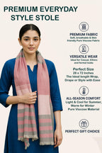 Flyer female Women's Stole/Scarf Colour- Pink & Grey Stylish 100% Soft Viscose Cotton Blend Ethnic Stripes Pattern Scarves Pack Of 1 St-13