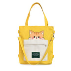 Kraptick Tote Bags – Stylish Shoulder Tote Bag for Everyday Use For Women Compact Reusable Perfect as a Grocery Tote Bag, Shopping Bags for Grocery (Lazy Cat Yellow)