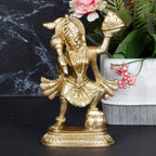 ARTVARKO Lord Hanuman Murti with Sanjeevani Parvat Bajrangbali Bhagwan Brass Statue Showpiece for Pooja Gift Living Room Decoration Home Décor 5.5 Inch