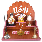 PRIMEFAIR Handmade Beautiful Wooden Temple/Home Temple/Puja Mandir/Wall Hanging and Table Top Home Mandir Temple/Home Art & Craft Engineered Wood Home Wall Temple (BROWN-396)