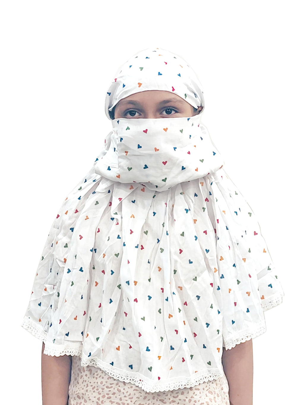 Hetzon Sales Girl's Scarf | Cotton Made for Full Face Cover | Head Cover | Hair Face Protection | Sun Protection | Dust Protection (Colour Heart Baby Scarf)