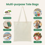 VARA Canvas Tote Bag for Women, Plain Tote Bag for painting with Zipper, Reusable Multi-Purpose Cotton Bags for School/Gym/Shopping (Pack of 6)