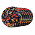 Premium Round Cotton Dining Table Mats Set of 6 | Washable Heat Resistant Food Mat | Circular Dining Table Hot Plate Mats & Coaster for Hot Utensil (14-inch, Printed Floral/Blue) Kafalo