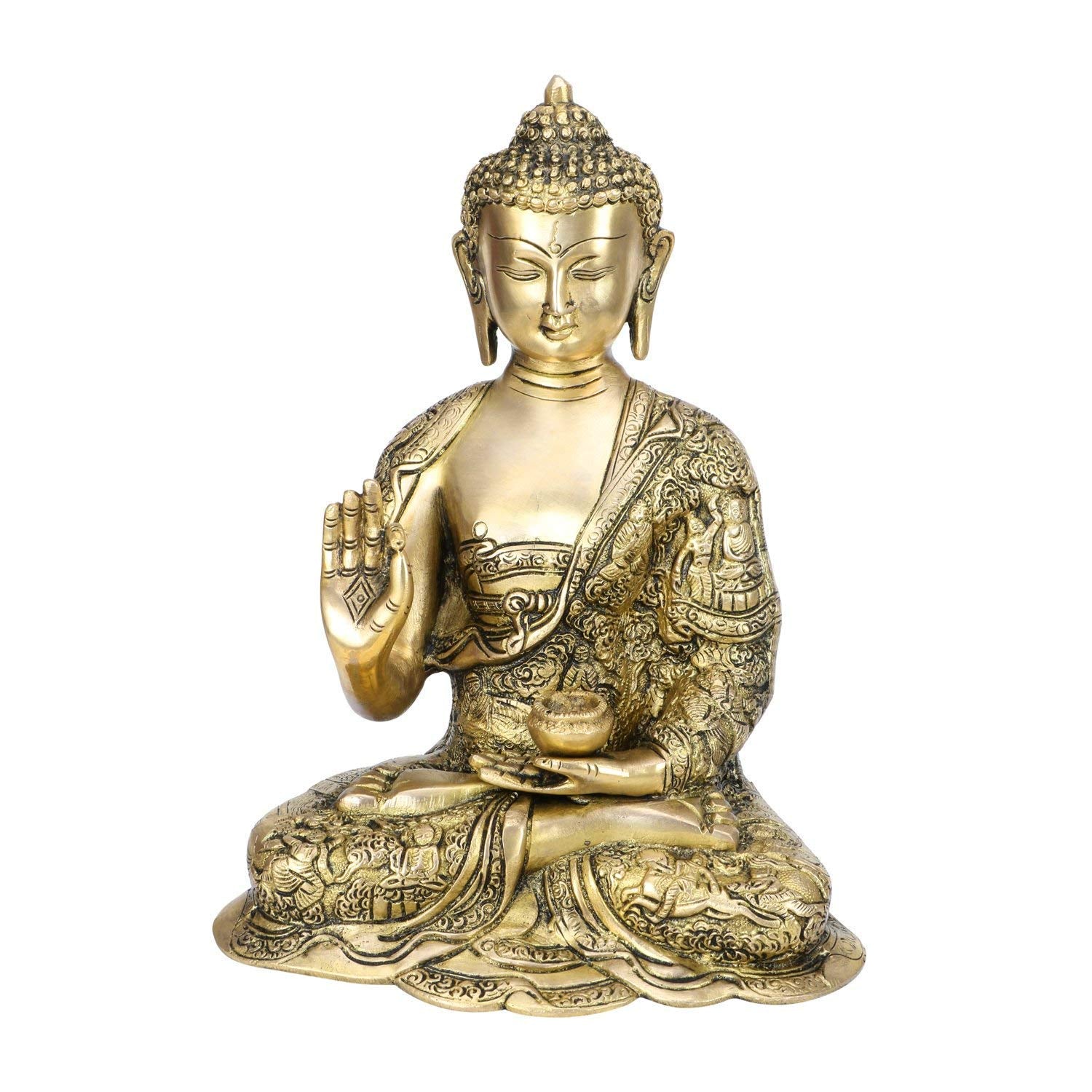 Svarup Brass Gautam Buddha Idol Tibet Buddha Buddhist Buddhism Decorative Figurines Murti for Height 11.5 Inch Weight 5 Kg Color Gold