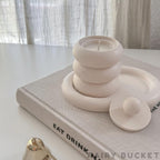 Fairy Bucket Minimalist Stacked Jar Scented Candle with Lid & Tray – Aesthetic Decorative Aroma Candle for Home Decor, Bedroom, Living Room, Relaxation & Gifting (White)