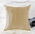 Khooti Velvet Striped Cushion Cover Pack of 1-40 x 40 / 102 x 102 cm | Wheat | Soft Pillow Covers Cushion Case for Sofa Bedroom Livingroom Chair Car, Cushion Cover with Zig Zag Pattern