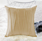 Khooti Velvet Striped Cushion Cover Pack of 1-38 x 38 / 97 x 97 cm | Wheat | Soft Pillow Covers Cushion Case for Sofa Bedroom Livingroom Chair Car, Cushion Cover with Zig Zag Pattern