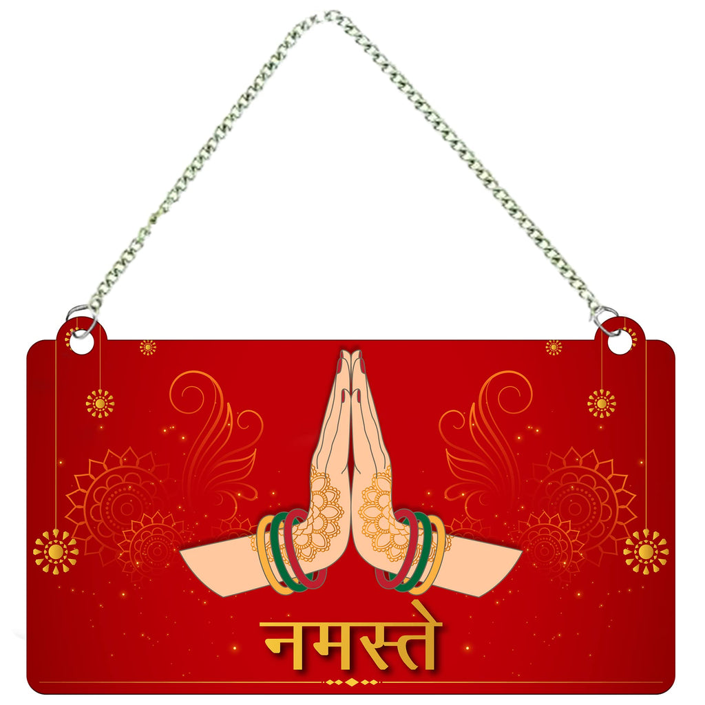 Artvibes Indian Namaste Greeting Wooden Art Decoration Item for Living Room | Festive Decor Art | Wall Art Painting For Hall | Graphic Artwork | Wall Art Print | Unique Gift Items (WH_3506N)