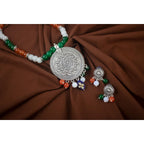 JFL - Jewellery for Less Tri Color Necklace set Handmade Patriotic Jewellery for Independence Day/Republic Day Women & Girls.