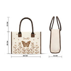 ECOCARRY Box Tote Bag for Women | Stylish Casual Shoulder Embroidered Cotton Canvas Hand Bag | Ladies Handbags for College Girls, Office Daily Use, Beach, Shopping, Travel | Off White Butterfly