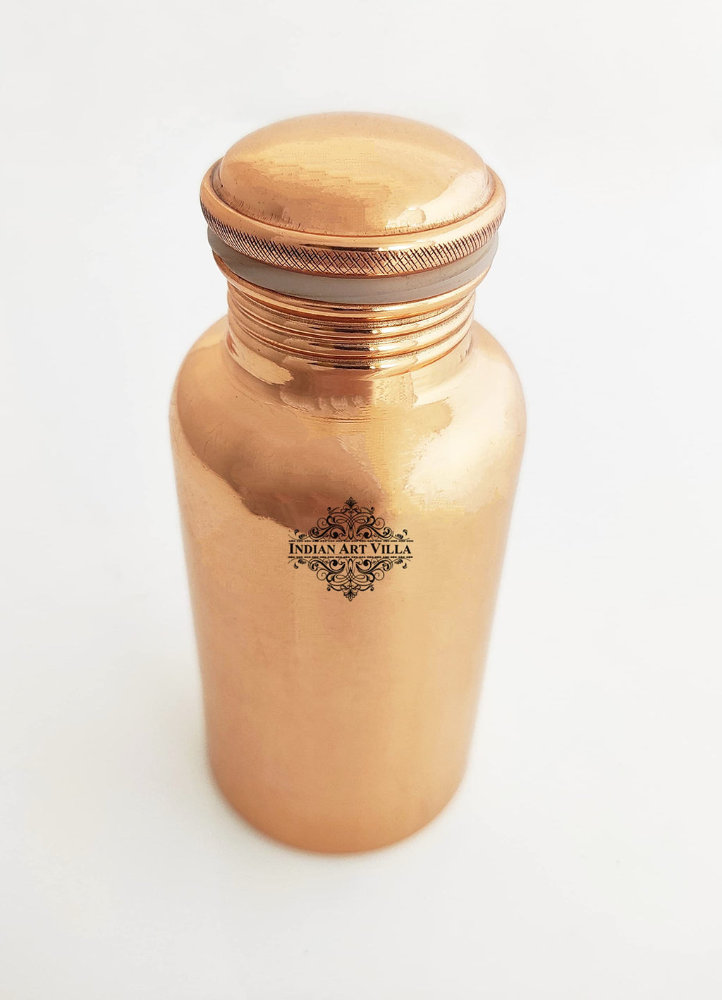 INDIAN ART VILLA Copper Shine Finish Water Bottle – 300 ML, Pure Copper Bottle for Ayurvedic Health Benefits, Drinkware, Stylish Design for Daily Use, Yoga, Travel, Office, and Gifting, Set of 1