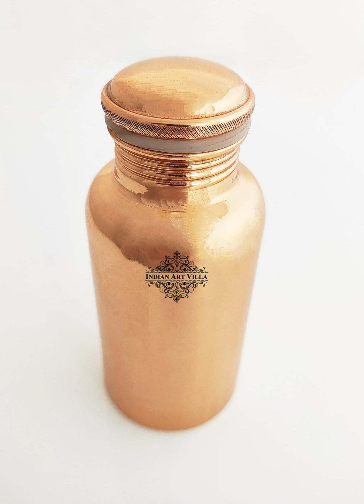 INDIAN ART VILLA Copper Shine Finish Water Bottle – 300 ML, Pure Copper Bottle for Ayurvedic Health Benefits, Drinkware, Stylish Design for Daily Use, Yoga, Travel, Office, and Gifting, Set of 1