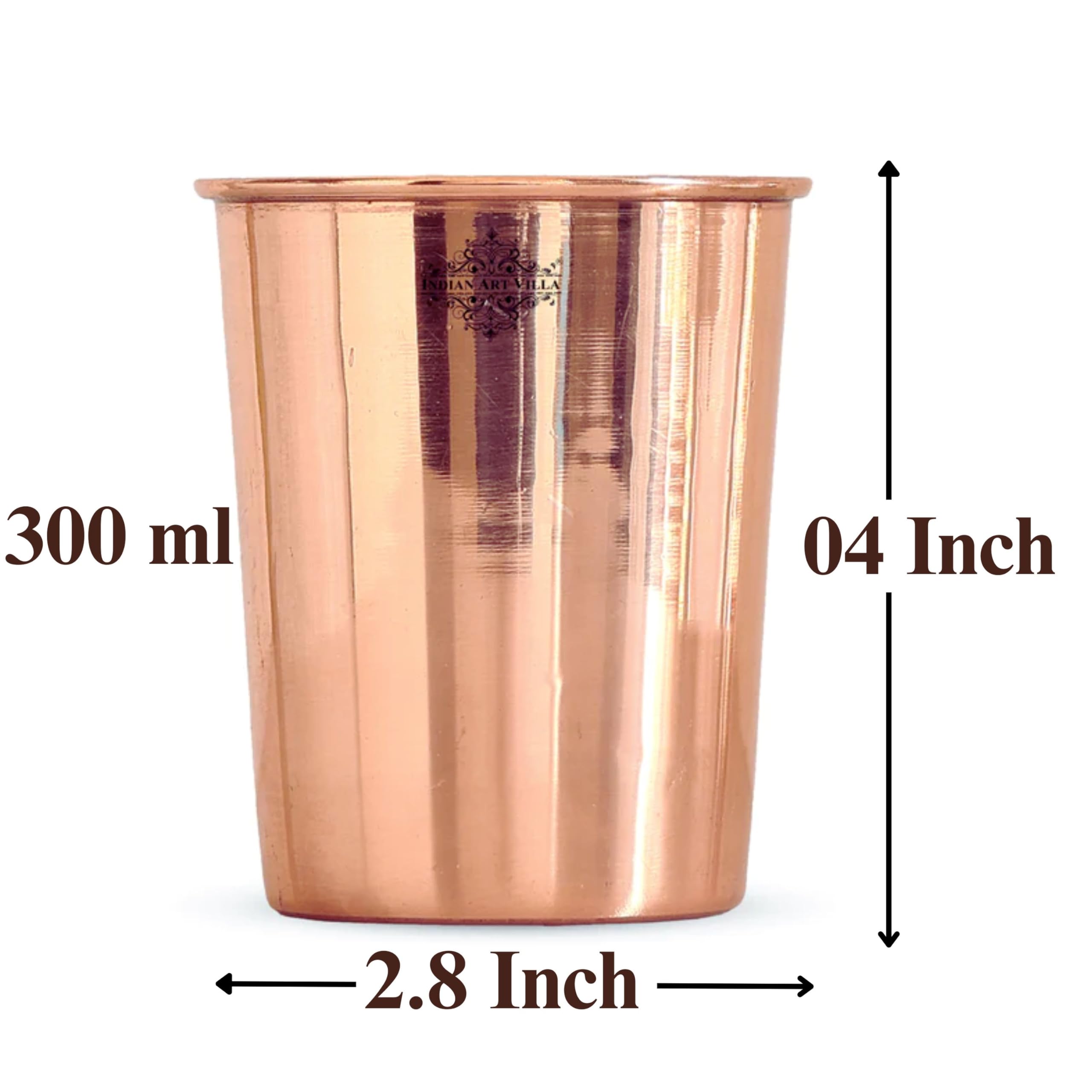 INDIAN ART VILLA Copper Plain Shine Finish Glass - 275 ML Tumbler, Copper Drinkware & Serveware, Ideal for Water Drinking, Perfect Gifting Option for Festivals and Special Occasions, Set of 1