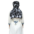 Switchon Scarf Hijab Rayon Printed fancy scarf for women Size Adjustable -Hook loop tape- For 10 yrs and above (Black_Multi2)