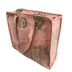 Bazaar Bhoot Edition Premium Cotton Quilted Shopping Tote Bag - Multipurpose Long Lasting Foldable Reusable Bag with zipper for Shopping, Travel & Daily Use - Made in India (Peach)