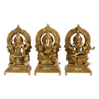 ARTVARKO Lakshmi Ganesha Saraswati, Set of 3 Lord Statues Brass Lakshmi (Laxmi), Ganesha, Saraswati, Handmade Idol 7 Inches