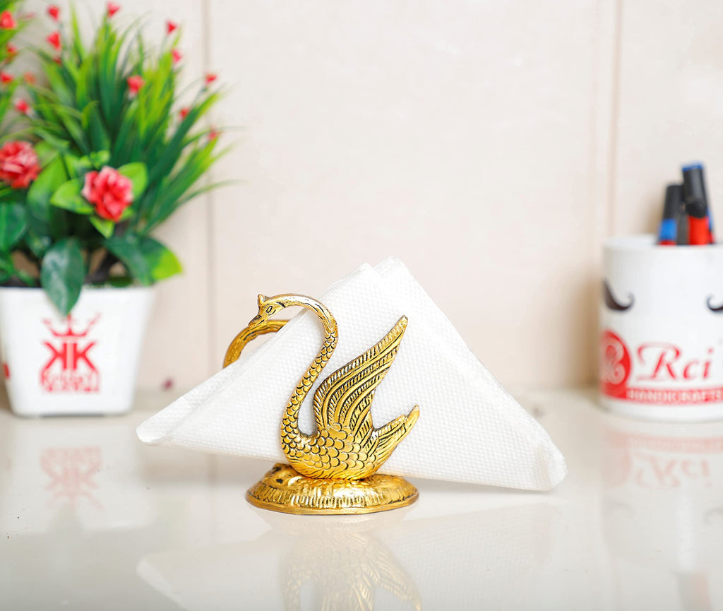 KridayKraft Metal Swan/Duck Shape Napkin Holder,Tissue Paper Holder for Dining Tableware 2 pcs Set,Animal Showpiece Saras Metal Statue for Table Decor & Gifts Article...