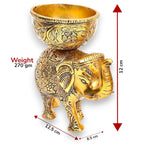 KridayKraft Metal Elephant Dry Fruit Bowl Showpiece Gold Polish for Your Home,Office Table & Gift Article,Animal Decorative Showpiece Figurines.